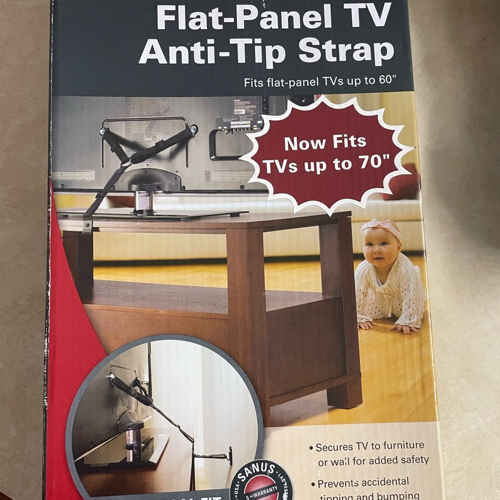 Flat panel TV anti-tip strap